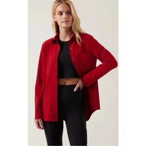 ATHLETA Red Urbanite Shirt Stretch Collared Size Small